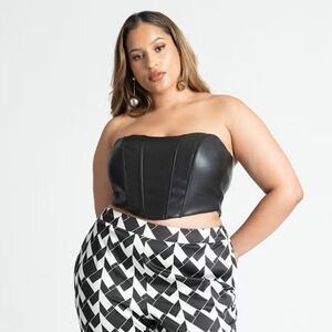 Eloquii Faux Leather Corset Bustier Black Size 28 NWT